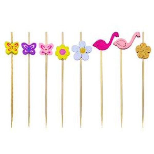 Bolsa con 100 palillos con diseño mariposas flores y gansos de 9cm
