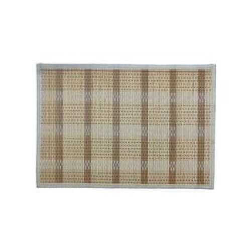 Mantel individual de bamboo diseño tiras natural claro con la orilla gris de 30x45cm