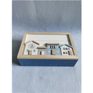 Caja de madera porta Thé con casitas