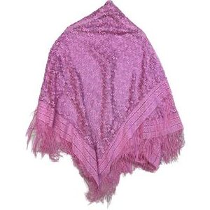 Capa tejida con barbillas rosa de 140x140x1cm