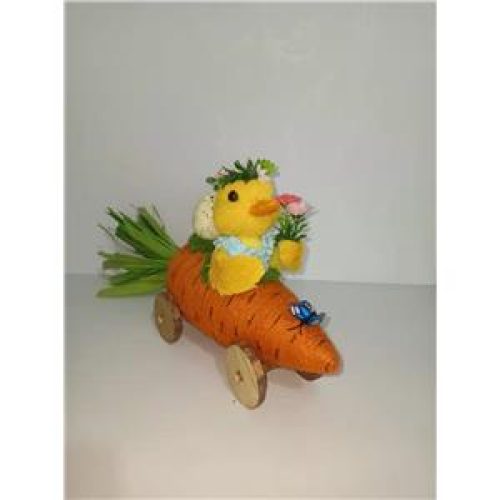 Pato en zanahoria con ruedas de 37x12x21cm