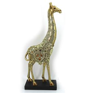 Jirafa de poliresina con brillantes dorados de 21x8x49cm