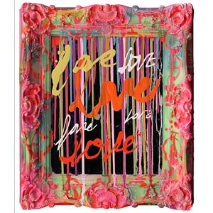 Cuadro de colores con palabras love, de 60x70cm