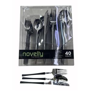 Juego de 40 piezas de cubierto de negro con plateado