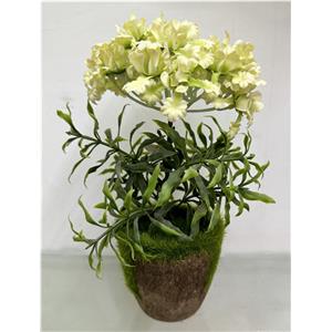Maceta con flor artificial verde de 8.5×8.5x24cm