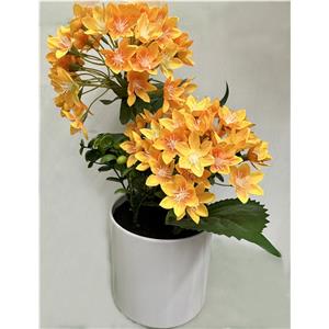 Maceta con flores artificiales naranja de 11x11x33cm