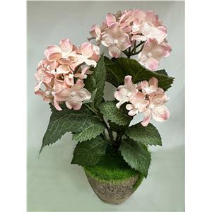 Maceta con hortensia artificial rosa de 8x8x22cm