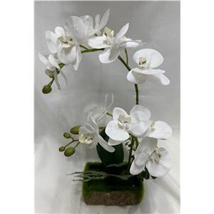 Maceta con orquideas artificales blancas de 7.5x14x53cm