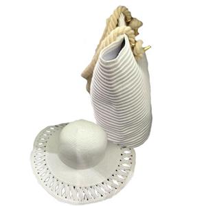 Juego de bolso y sombrero blanco para playa