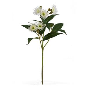 Vara de flor de plastico crema con hojas de tela de 63x26x13cm