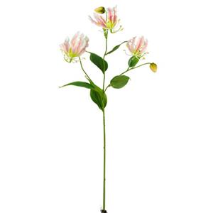 Vara de flor de tela gloriosa rosa con blanco de 84x15x10cm