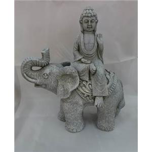 Buda de ceramica sobre elefante de 38.5×19.5x46cm