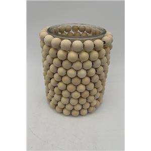 Candelabro de cristal con cuentas de color beige de 13.2x15cm