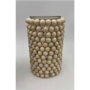 Candelabro de cristal con cuentas de color beige de 13.2x20cm