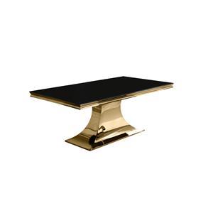 Coqueta de cristal negro con base dorada de 140x40x75cm