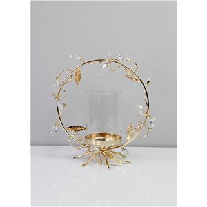 Candelabro de metal diseño círculo dorado de 30x17x30cm 