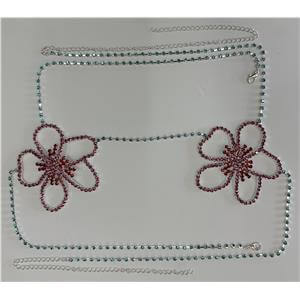 Cadena diseño flor con brillantes rosas de 8x79x1cm