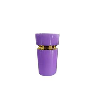 Florero de vidrio morado con dorado de 14x14x30cm