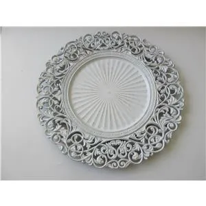 Plato de presentación de plástico blanco matizado diseño guias de 34x34x2cm