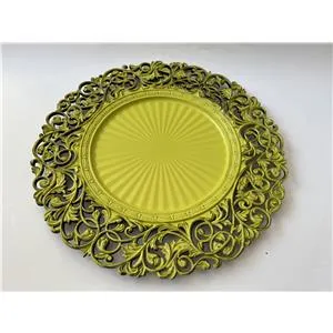 Plato de presentación de plástico amarillo mate con negro diseño guias de 34x34x2cm