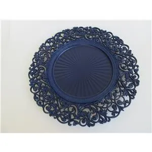 Plato de presentación de plástico azul marino diseño guias de 34x34x2cm