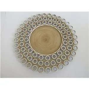 Plato de presentación de plástico beige diseño circulos de 33x33x2cm