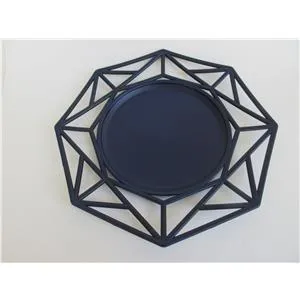 Plato de presentación de plástico azul marino diseño geométrico de 33x33x2cm