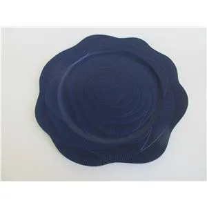 Plato de presentación de plástico azul marino diseño flor de rosa de 33x33x2cm
