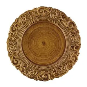 Plato de presentación de color madera natural de 33cm