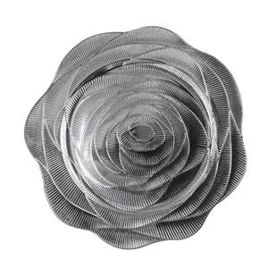 Plato de presentación plateado diseño flor de rosa de 33cm