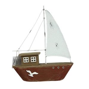 Barco rojo de madera de 25×4.5×30.5cm