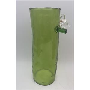 Jarron de cristal con rama y pajarito de color verde de 13.5×9.5x27cm
