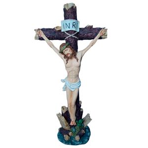 Cristo en cruz de poliresina de 91cm