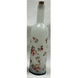 Botella de vidrio azul con led usa pilas AAA no incluidas