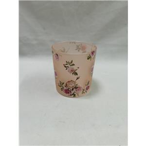 Candelabro de vidrio con rosas