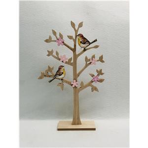 Árbol de madera con pájaros con base