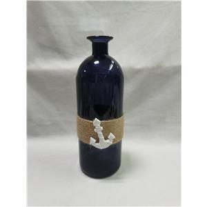 Botella de vidrio negra con ancla