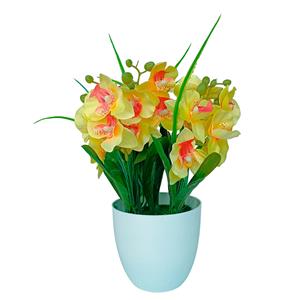 Maceta con orquideas amarillas