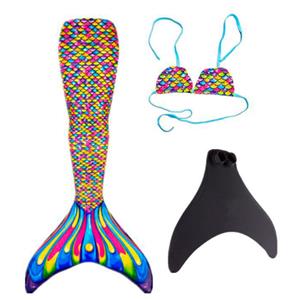 Juego de traje de baño multicolor de 3 piezas (sujetador, vestido de cola de pez, pieza de inserción