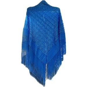 Capa tejida con barbillas azul de 140x140x1cm