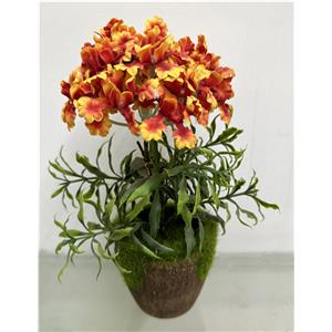 Maceta con flor artificial naranja de 8.5×8.5x24cm