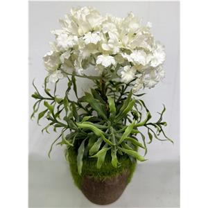 Maceta con flor artificial blanca de 8.5×8.5x24cm