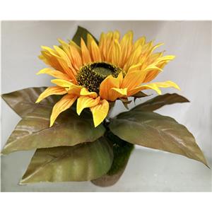 Maceta con girasol artificial amarillo de 8x8x25cm