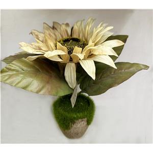 Maceta con girasol artificial beige de 8x8x25cm