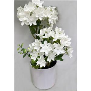 Maceta con flores artificiales blancas de 11x11x33cm
