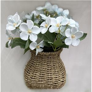 Maceta de lazo con hortensia artificial azul de 10x14x26cm