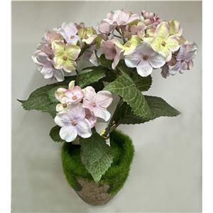 Maceta con hortensia artificial lila de 8x8x22cm
