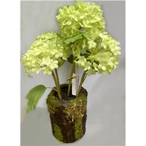 Maceta con 5 flores artificiales verdes de 9x9x30cm