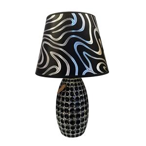Lámpara de mesa de cerámica diseño negro con plateado de 25x25x39.5cm