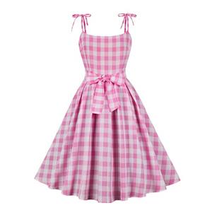 Vestido a cuadros rosa con blanco talla L